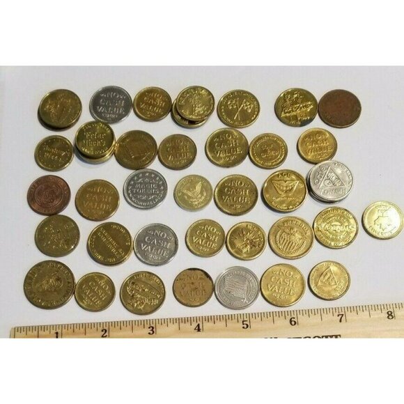 46 Amusement Device Tokens Vintage Coins Hoffman Mint Engraver Collection SC62 - Picture 2 of 2